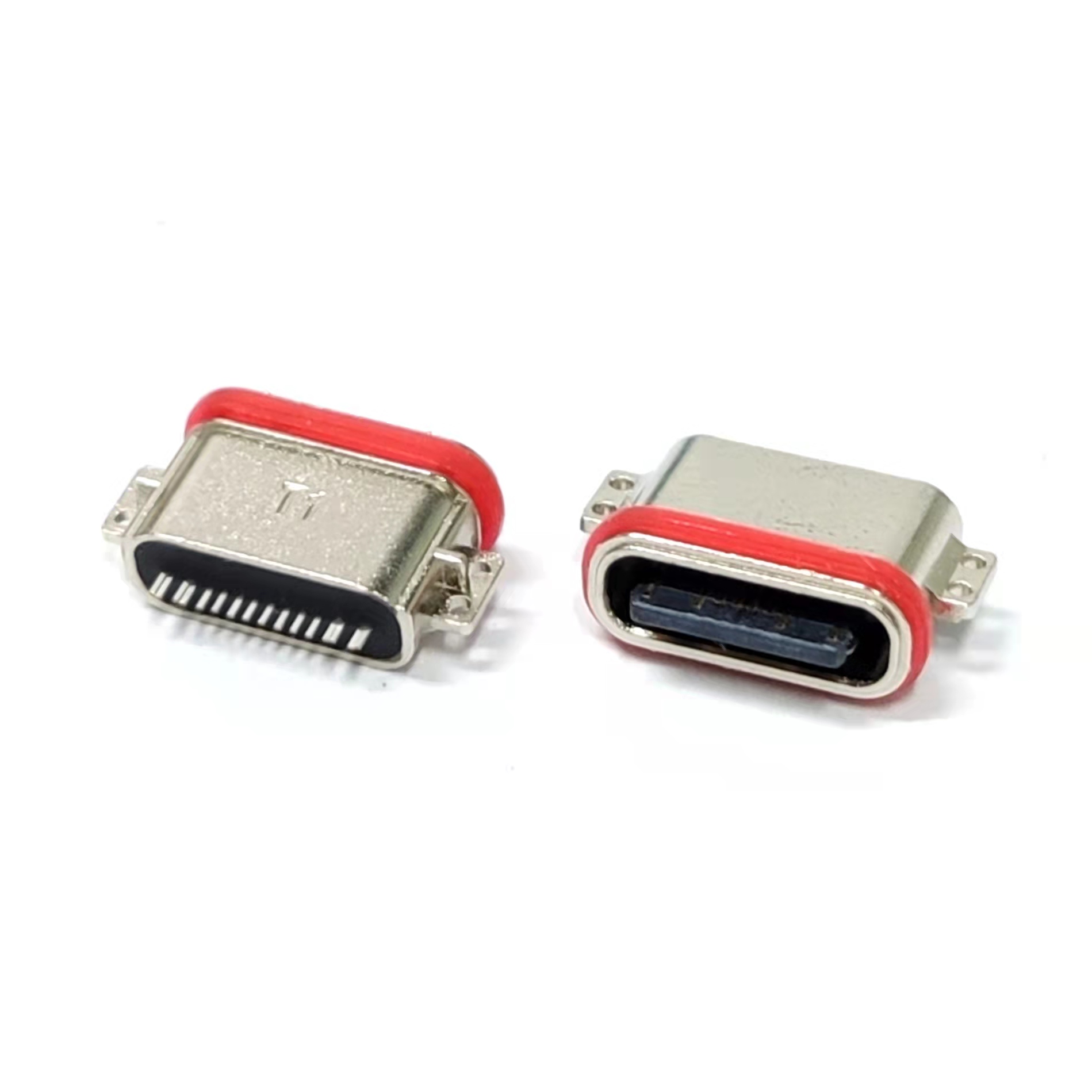 TYPE-C 16P防水母座 兩腳沉板0.8/1.2/1.6 U型口粉末冶金成品