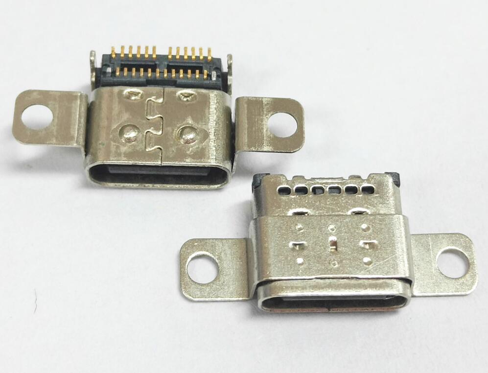 TYPE C 24P母座 板上雙殼帶螺孔 莫仕款六孔 P針中分