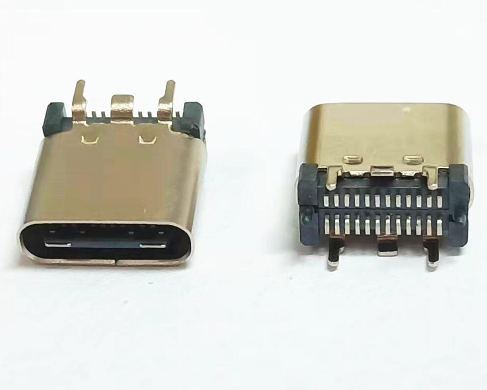 TYPE C 24P母座 立貼9.3H高 雙排貼片 有柱六腳