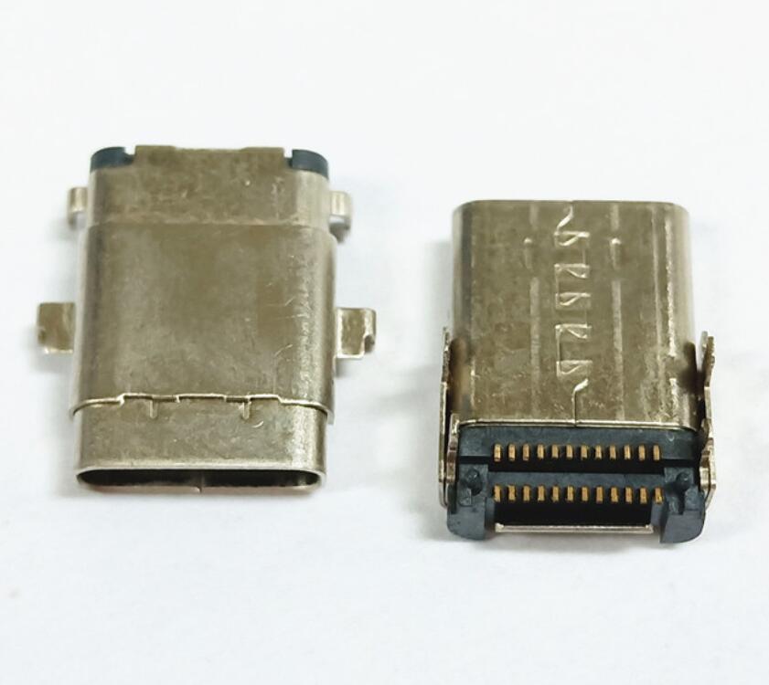 TYPE C 24P母座 沉板雙殼四腳插板 雙排貼片 無彈