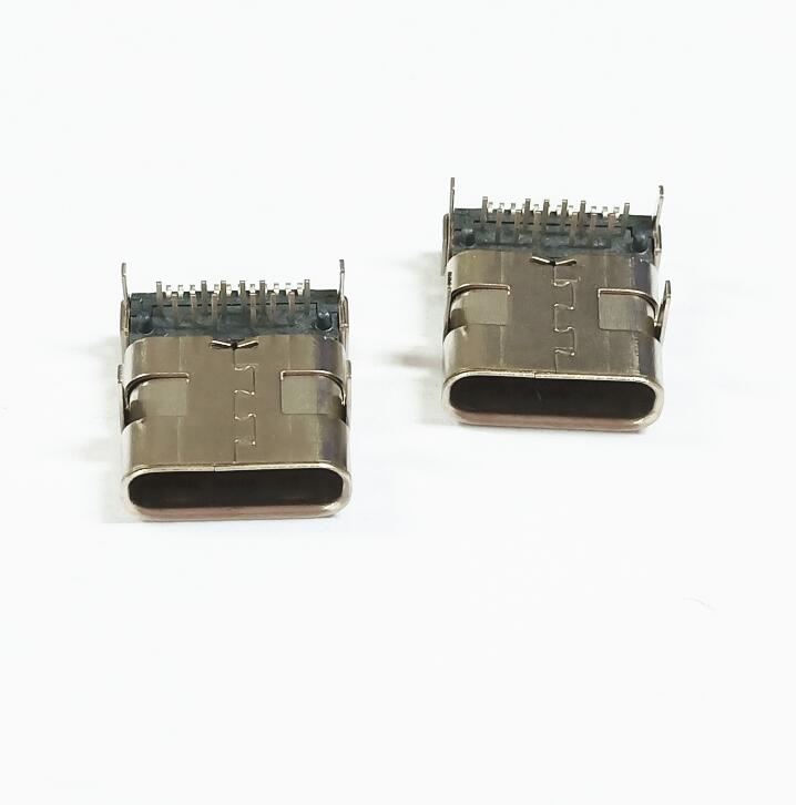 TYPE-C母座24P雙殼四腳插板SMT+DIP  9.95長(zhǎng)