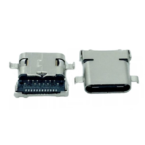 TYPE C 24P母座 L10.0/8.65MM長 沉板單殼四腳插板 針前插后貼