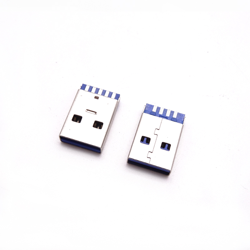 USB 3.0公頭 雙面9P焊線式公頭 插腳 藍(lán)膠 快傳輸