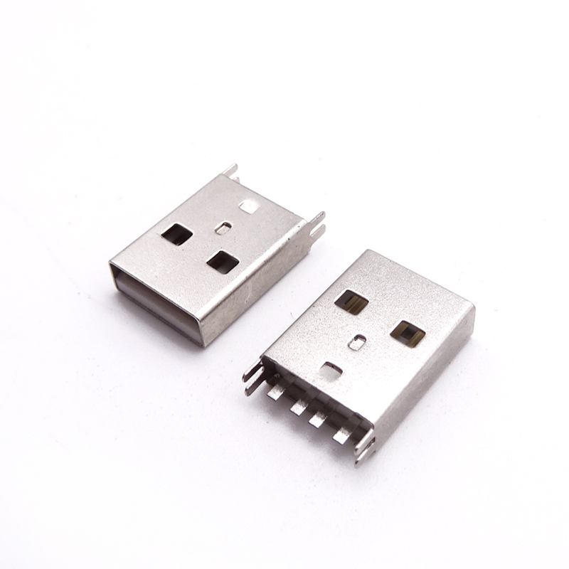 USB 2.0公頭 180度立插公頭 夾板式 帶夾板腳 可插板可夾板