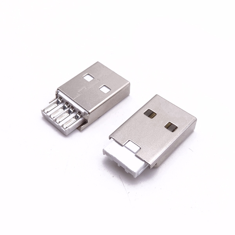 USB 2.0公頭 窄膠芯 長(zhǎng)體焊線式白膠 焊接式
