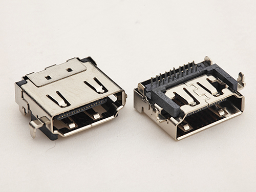 HDMI A型19P母座 90度臥式沉板四腳插板 雙排針DIP插板