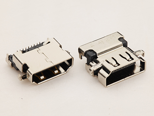 HDMI A型19P母座 高清口90度下沉板超高 4腳插板