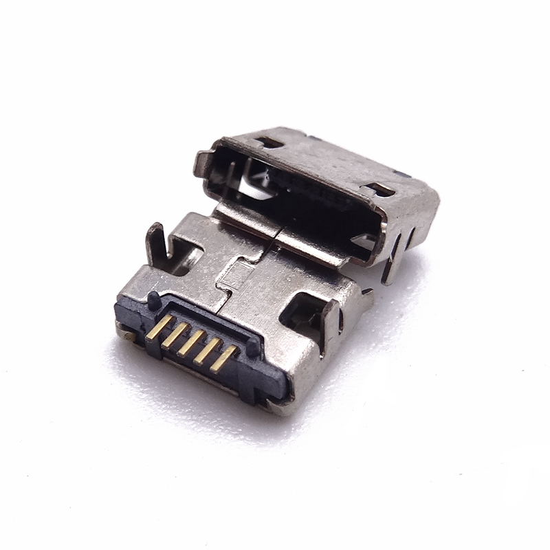 MICRO USB 5P母座AB型口 7.2/7.15插腳 有柱針加長0.75 卷邊