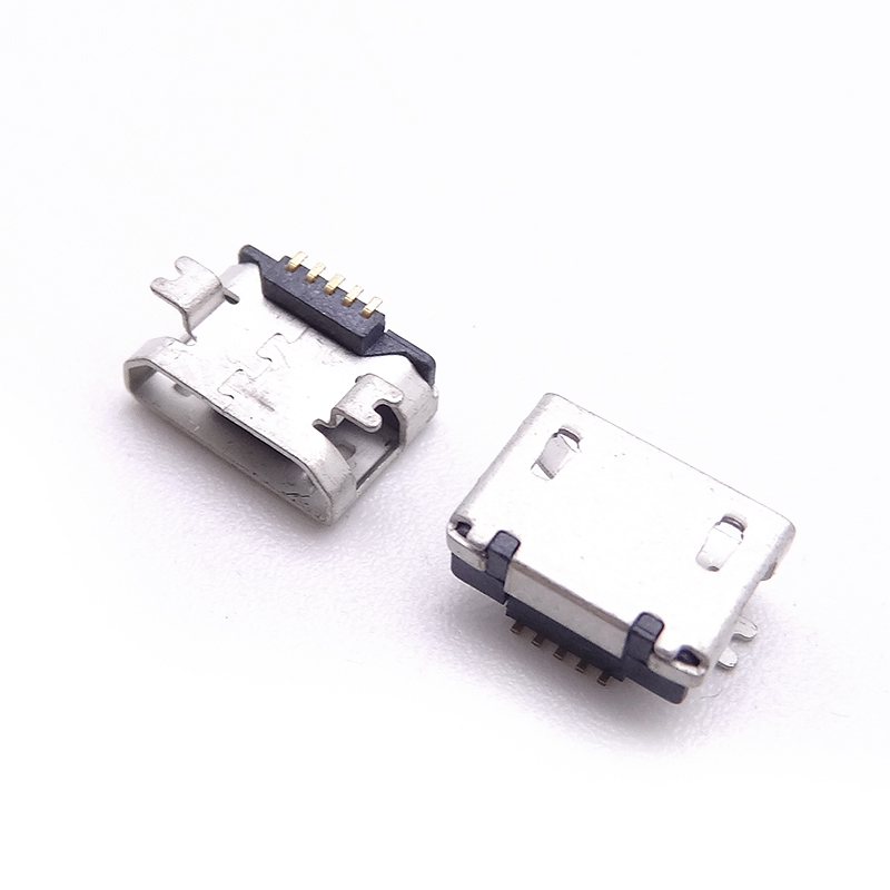MICRO USB 5P母座 墊高0.9兩腳SMT 直邊無柱