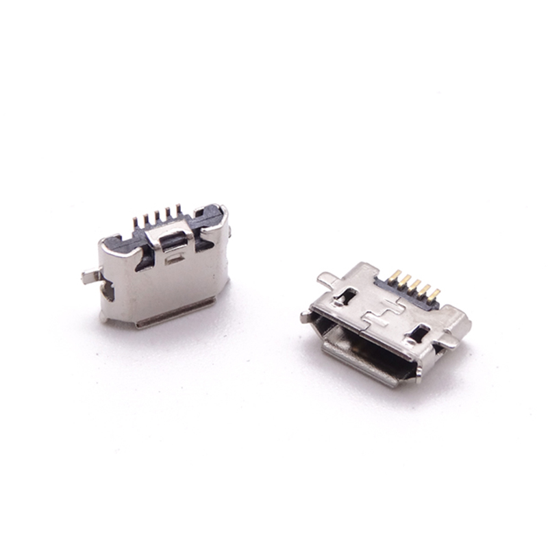 MICRO USB 5P母座 反向兩腳SMT 無柱 有導(dǎo)位/卷邊