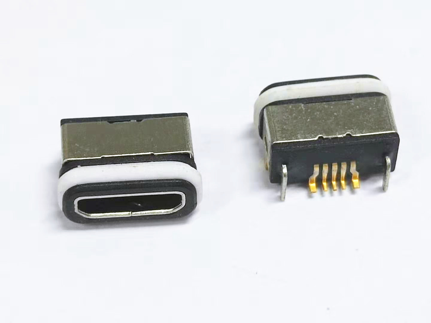 MICRO USB 5P防水母座 板上四腳插板SMT 點(diǎn)膠帶防水圈