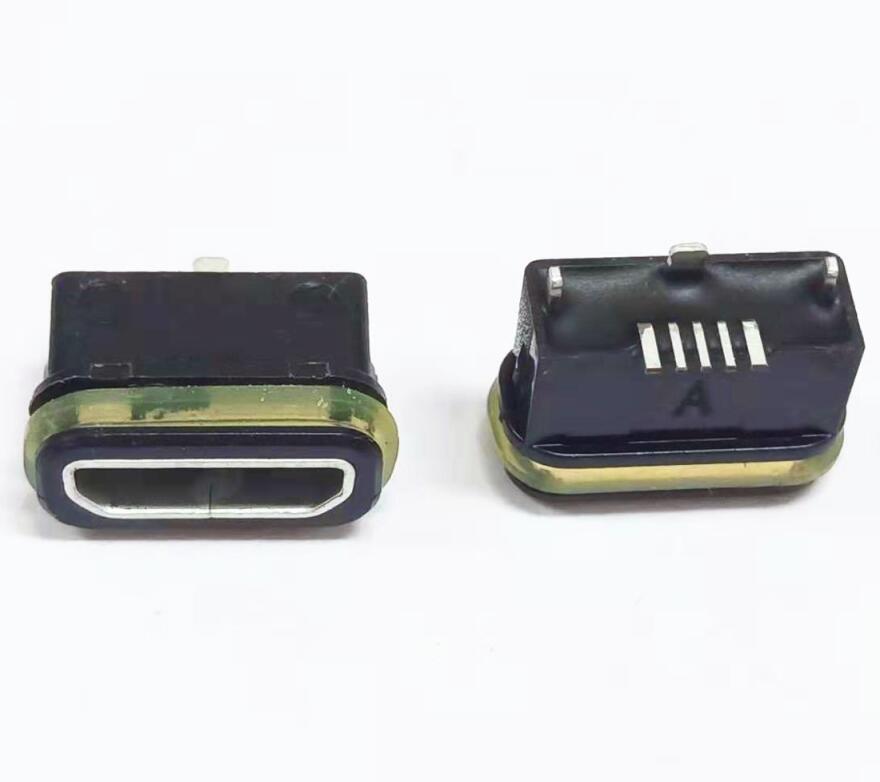 MICRO USB 5P防水母座 板上六腳插板 大電流加寬腳