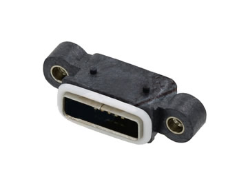 MICRO USB 5P防水母座 板上貼片 帶耳帶螺 有柱