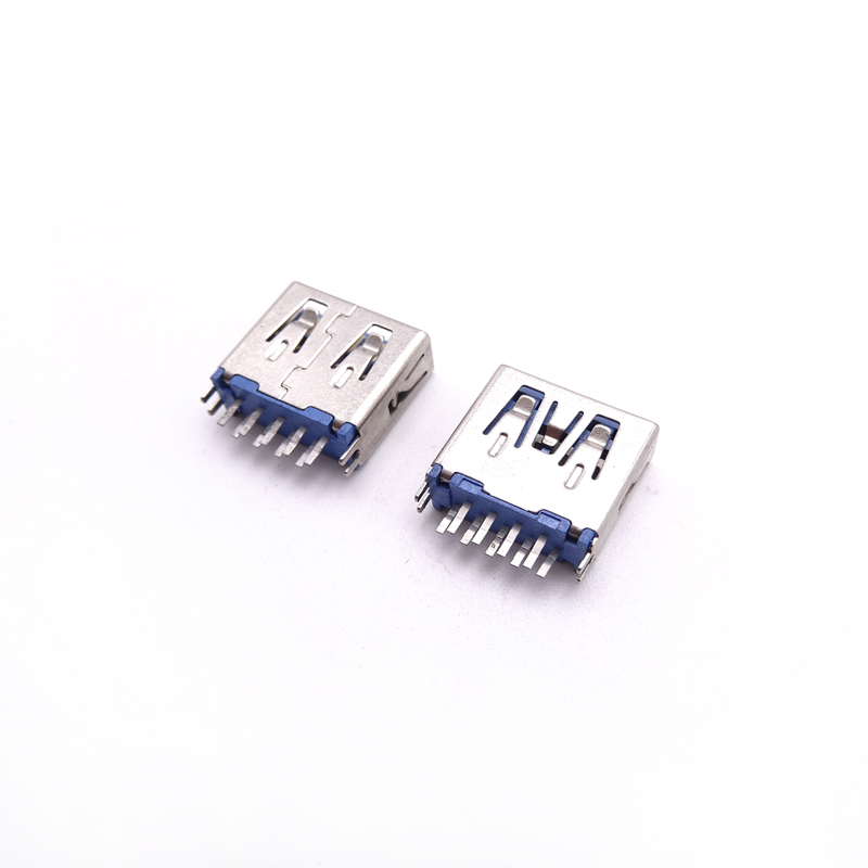 USB 3.0母座 短體180度夾板式/立插母頭 夾板腳直邊
