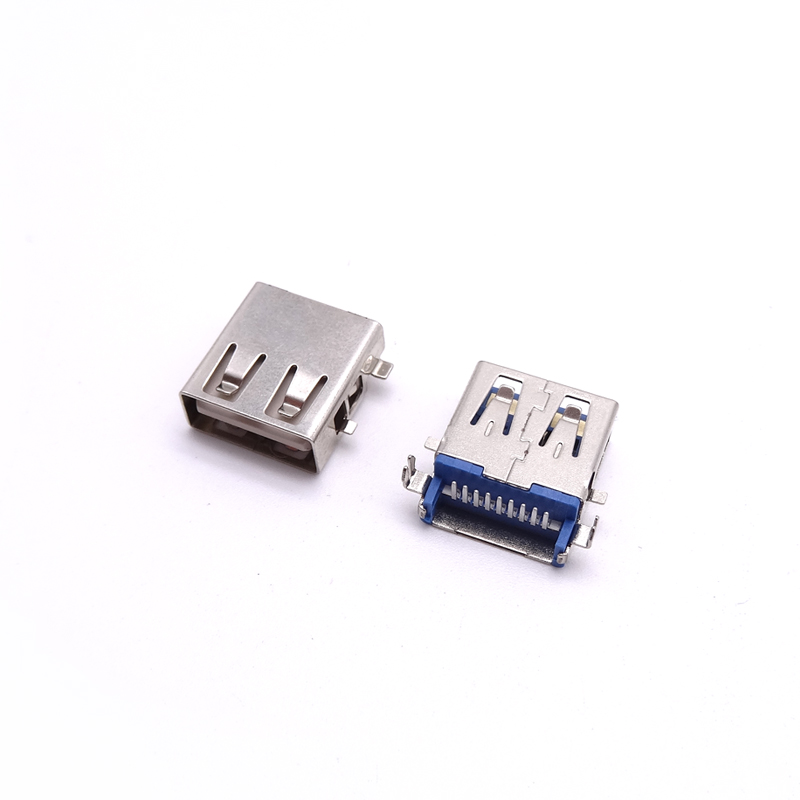 USB 3.0母座 沉板下沉式 前貼后插 針DIP插板 直邊