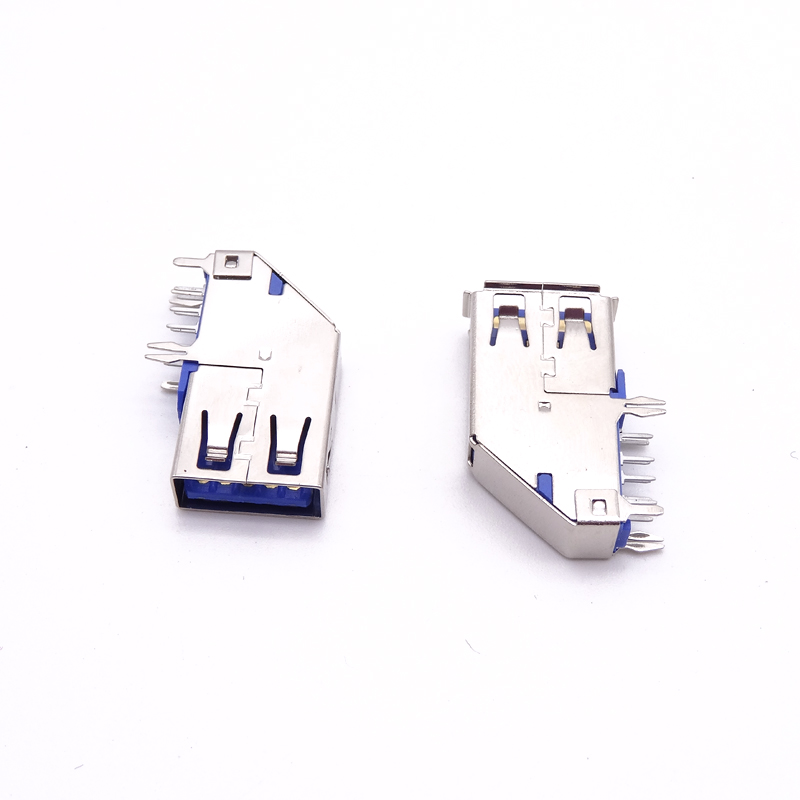 USB 3.0母座 側(cè)插長體母座 魚叉腳+直接 帶后蓋卷邊