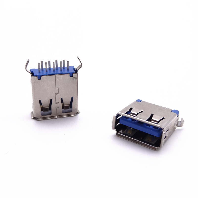 USB 3.0母座 180度15.0立插母座 彎腳卷邊 直插母頭