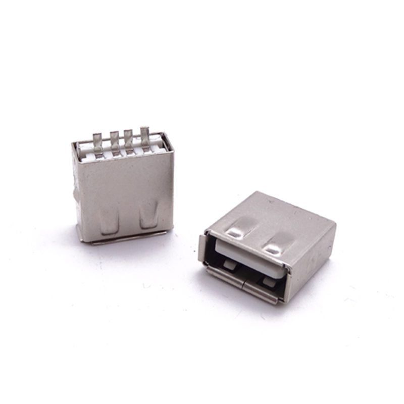 USB 2.0母座 4P焊線式A母 帶護(hù)套 卷邊 白膠
