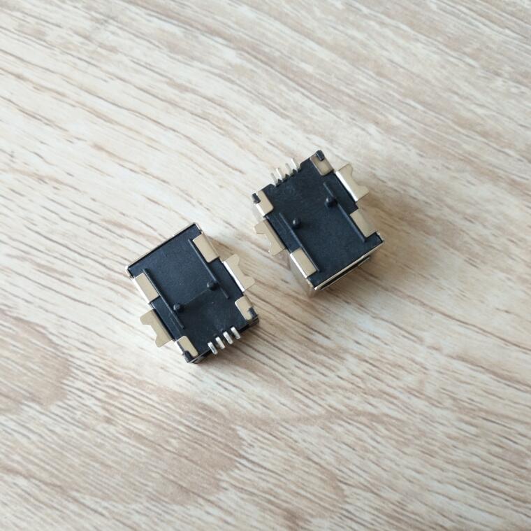 USB 2.0 BF母座 90度臥式兩腳 全貼 有柱LCP灰膠