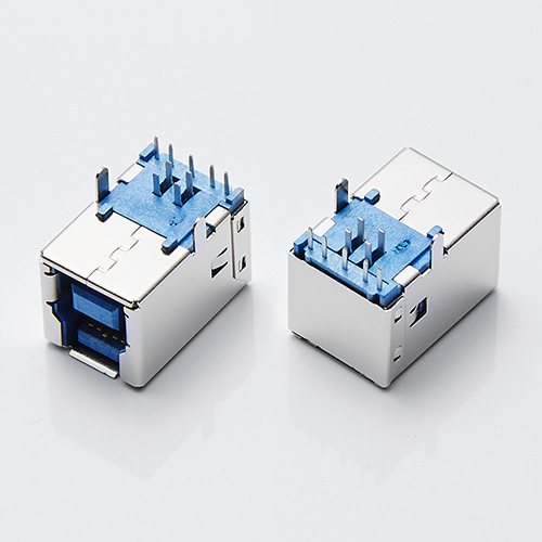 USB 3.0 BF母座 B母90度直腳全插板