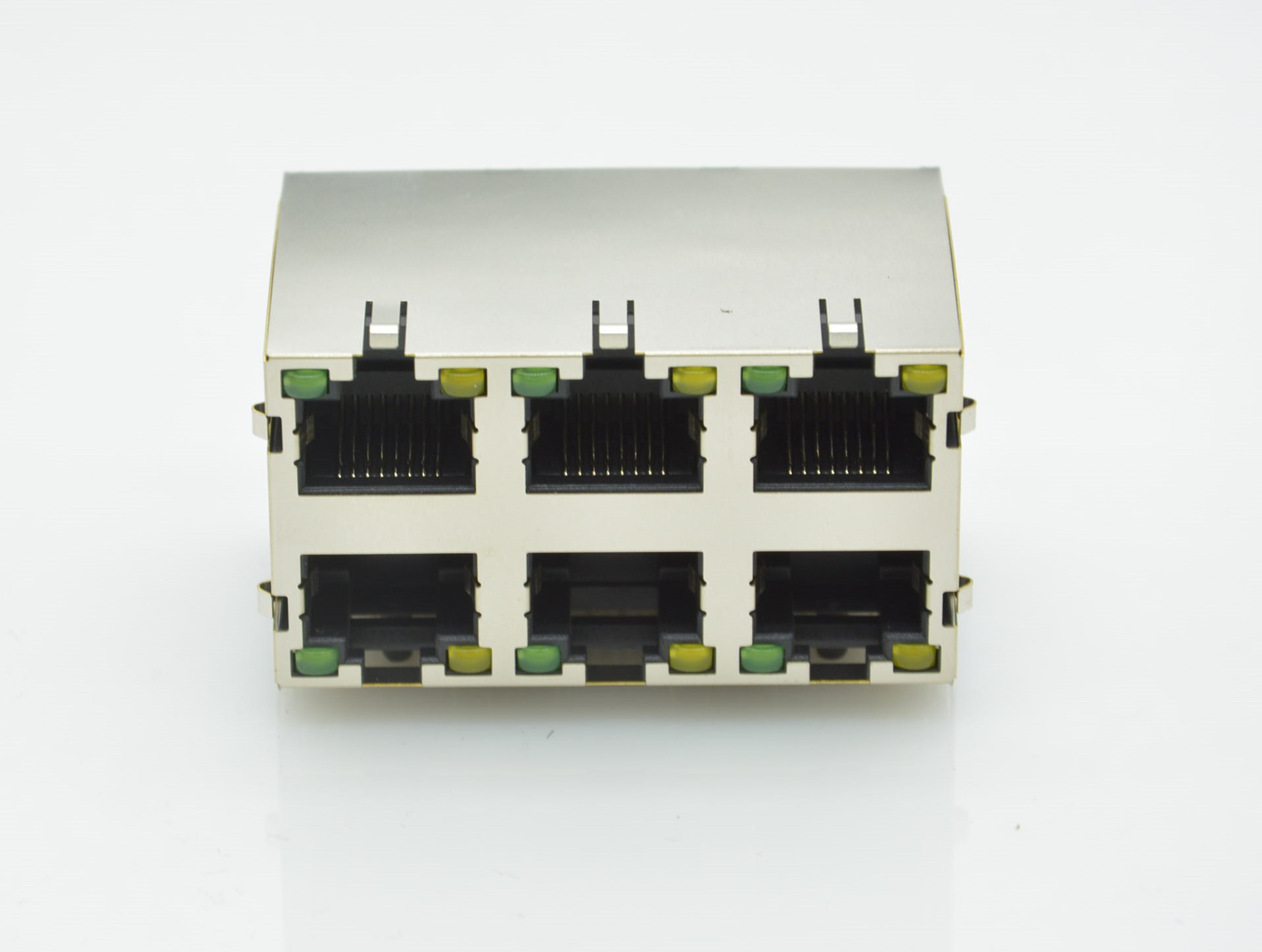 RJ45 2X3帶燈屏蔽帶彈片